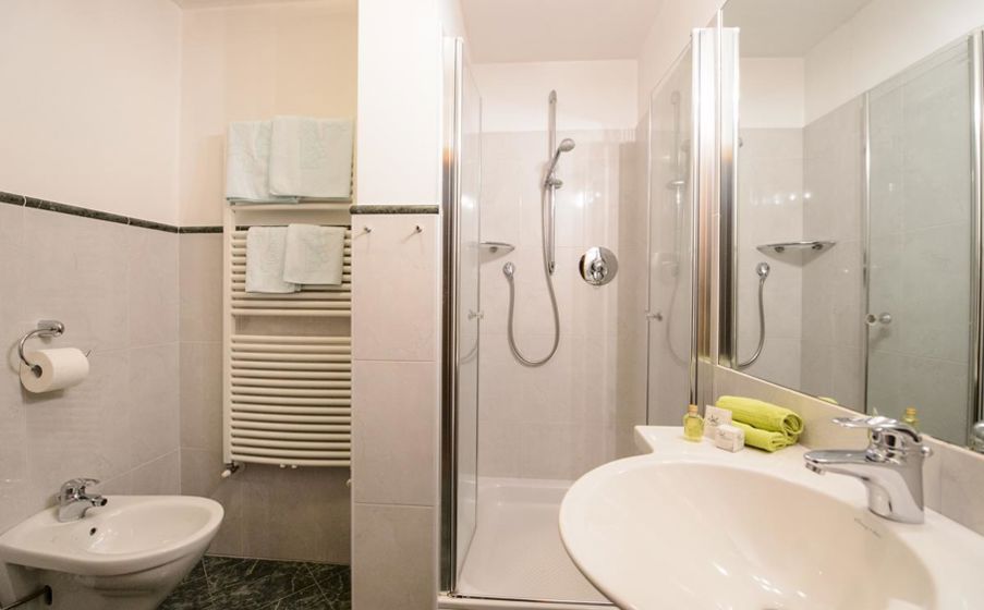 Bathroom with shower, sink and bidet - Sunny room with south-facing balcony